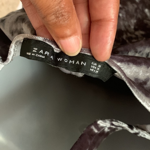 Zara Crushed Velvet 2-Piece Set Halter Top & Flare Pants Silver Lounge Size XS - Picture 8 of 8